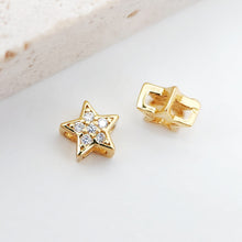 Load image into Gallery viewer, 10pcs 6mm Cubic Star Spacer Beads, 18K Gold Plated Micro CZ Pave Beads, Dainty Bracelet Necklace Making Beads, Jewelry Finding S224