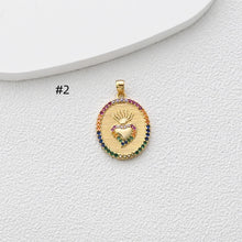 Load image into Gallery viewer, Heart Charm, 18K Gold Plated CZ Pave Eye Pendant, Necklace Making Charm, Jewelry Findings S1366