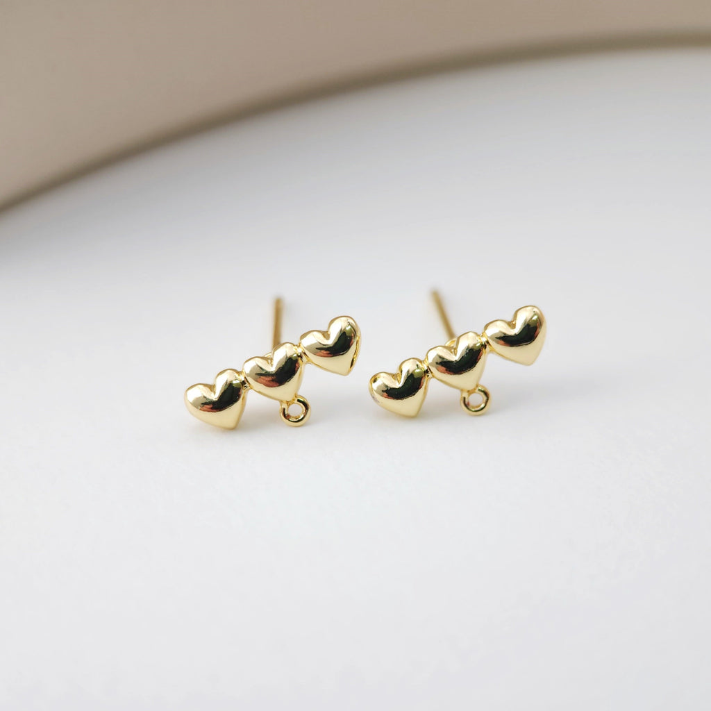 قرط على شكل قلب حب مصقول بالذهب، أقراط مطلية بالذهب عيار 18 قيراطًا، خالية من النيكل، 12.8 مم، قرط على شكل قلب مع حلقة D0192