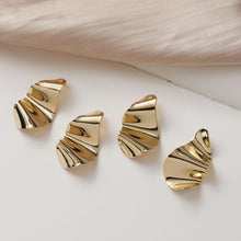 Load image into Gallery viewer, Irregular Pleated Drop Pendant, 14K Gold Plated, Irregular Charm, Earring Making Finding JG014