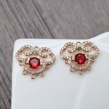 Load image into Gallery viewer, CZ Pave Geometric Flower Charm, Cubic Zircon Crystal Pendant, Multiple Holes, 14K Real Gold Plated, Jewelry Findings HL012-F192