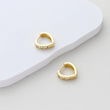 Load image into Gallery viewer, Heart Earring Hoops, Gold Plated Huggie Hoop Earring, Pave CZ, Leverback Earring, DIY Earring  Findings, Handmade Earring Supplies S1407