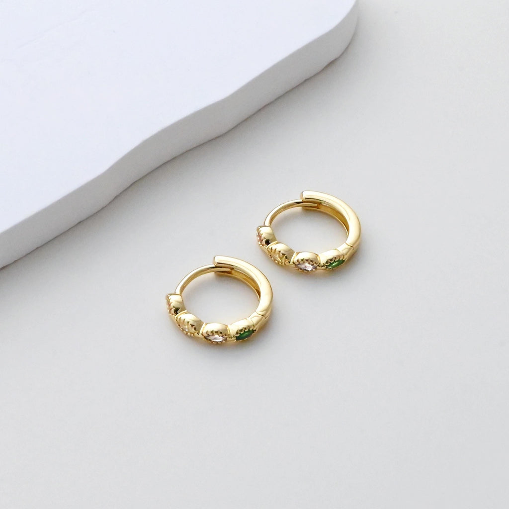 CZ Multicolor Earring Hoop, Gold Plated Huggie Hoop Earring, Leverback Earring, DIY Earring  Findings, Handmade Earring Supplies D0524-D0527