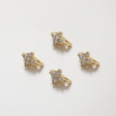 Flower Spacer Beads, Cross Shape Beads, 14K Gold Plated, 3D Beads, Dainty Earring Making Beads, Jewelry Finding JG027
