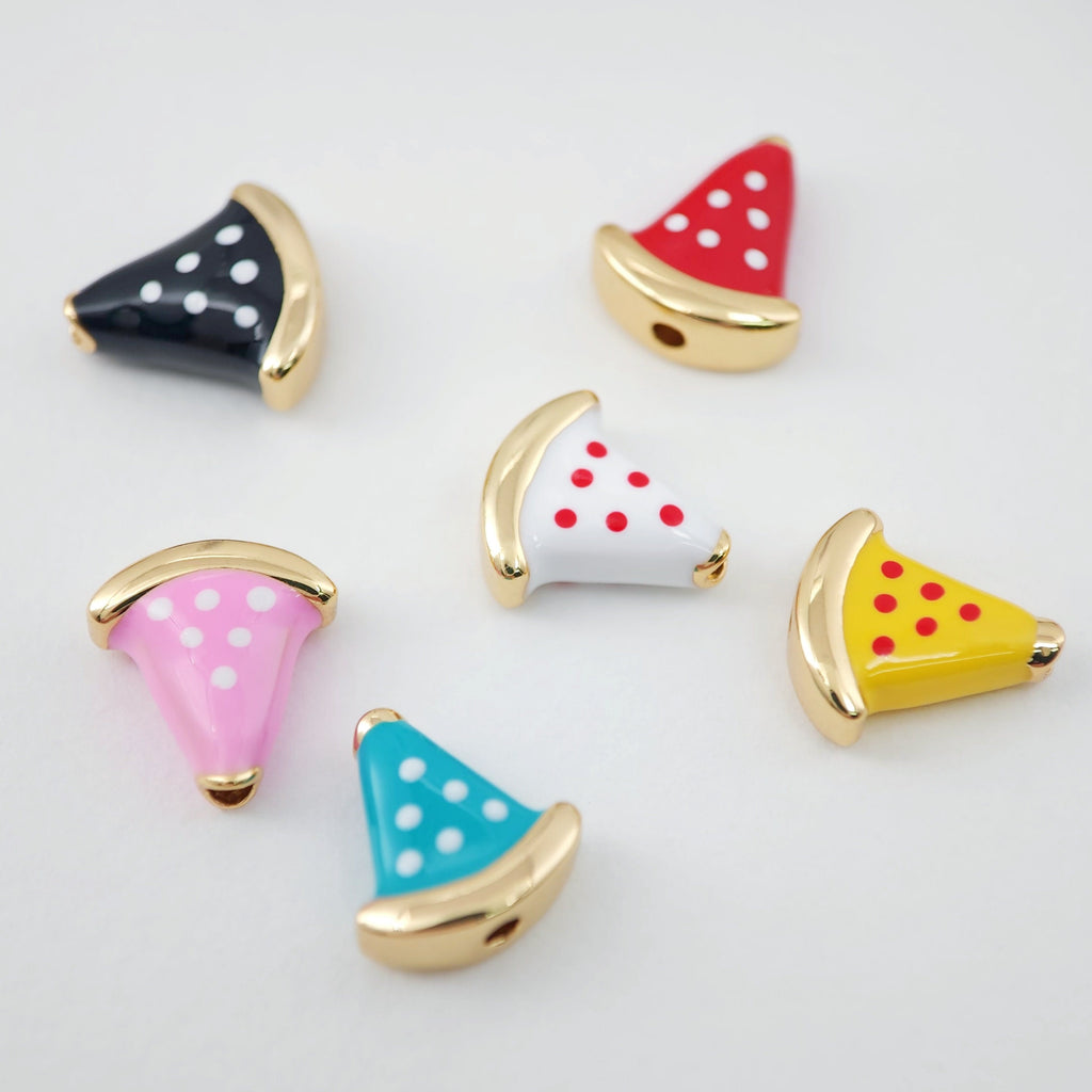 Enamel Watermelon Beads, Fruit Spacer Beads, Large Hole Gold Plated Beads, 18K Gold Plated,  Bracelet Necklace Making Jewelry Finding S1107