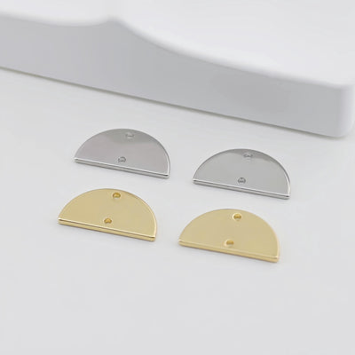 10pcs Half Circle Connector with 2 holes, 14K Gold Plated, Semi-Circle Connectors, 21*11mm Jewelry Findings ZZ090-D0005