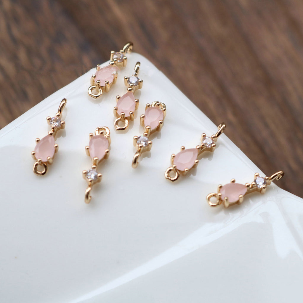 10pcs- Crystal Teardrop Charms, 8 colors You Choose, 14K Gold Plated Teardrop Pendant, 5*17mm, Jewelry Findings HL107-F101