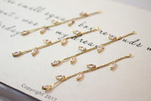 Load image into Gallery viewer, Leaf CZ Pave Tassel, Round Cubic Zirconia Tassel, 18K Gold Plated Earring Chain Pendant, Earring Findings GZ175