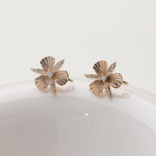 Load image into Gallery viewer, Cubic Zirconia Flower Post Earrings, Gold Plated Earring Post with Loop, Hypoallergenic, Handmade Earring Finding,DIY Earring Supplies GZ765