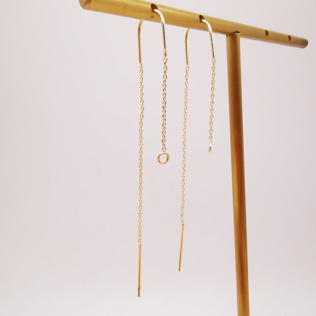 10 قطع - أقراط مطلية بالذهب عيار 14 قيراطًا، أقراط بخيط 65 مم، سلك سلسلة بيضاوي مع حلقة، أقراط سلسلة، Z055