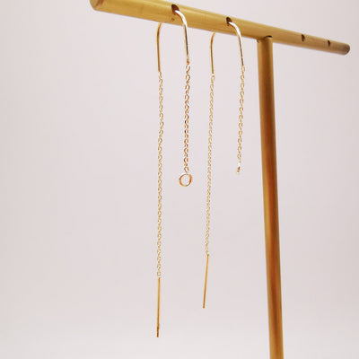 10 قطع - أقراط مطلية بالذهب عيار 14 قيراطًا، أقراط بخيط 65 مم، سلك سلسلة بيضاوي مع حلقة، أقراط سلسلة، Z055