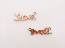 Load image into Gallery viewer, Cubic LOVE Connector, 18K Gold Plated Micro CZ Pave Connector Charm, Necklace Making Findings, 18x6mm, Jewelry Finding Gift for Her S908