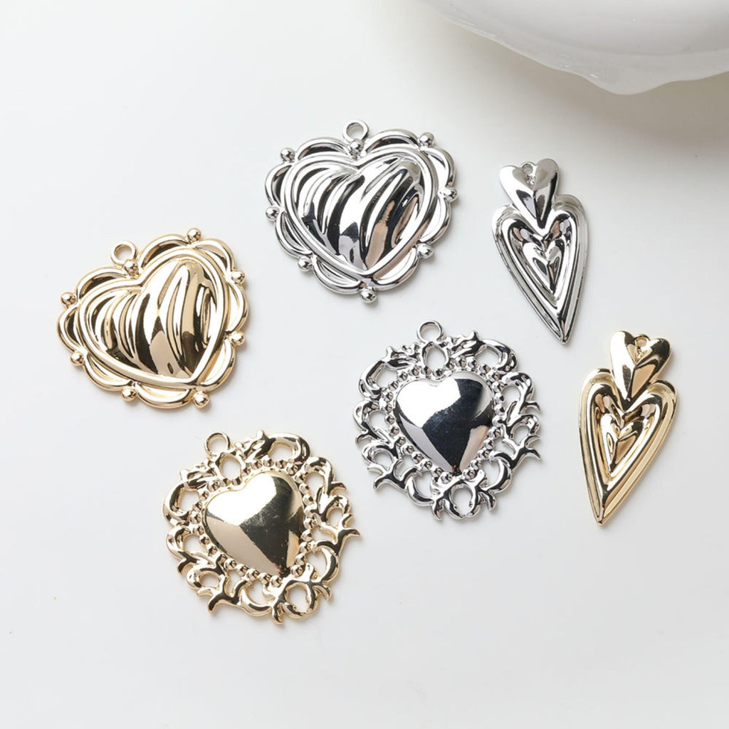 Shiny Heart Charms, 14K Gold Plated Love Pendant, Necklace Making Pendants, Jewelry Findings GZ738