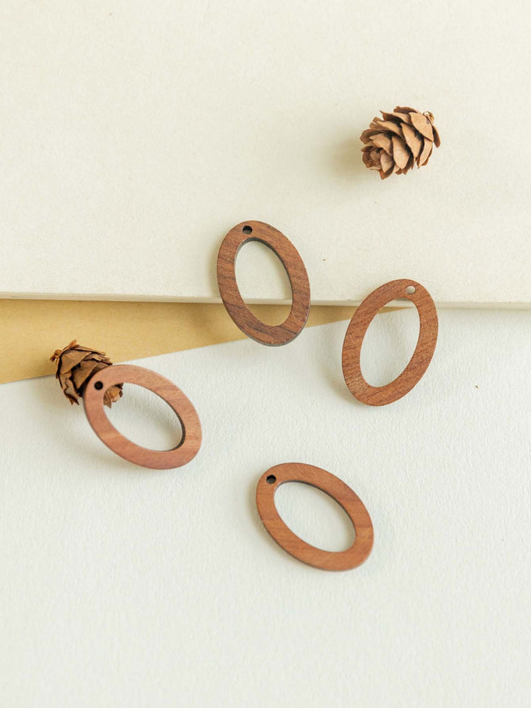 10PCS Over Openwork Geometric Wooden Pendant, Necklace Making Findings JT088