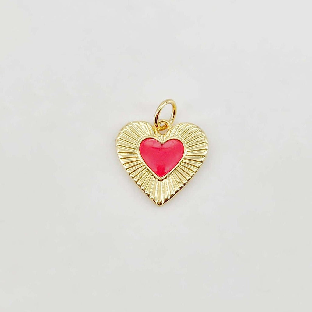 Enamel Heart Charm, 18K Gold Plated Heart Pendant, 13mm, Necklace Bracelet Making Pendant S20645