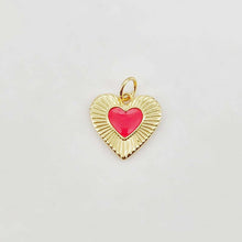 Load image into Gallery viewer, Enamel Heart Charm, 18K Gold Plated Heart Pendant, 13mm, Necklace Bracelet Making Pendant S20645