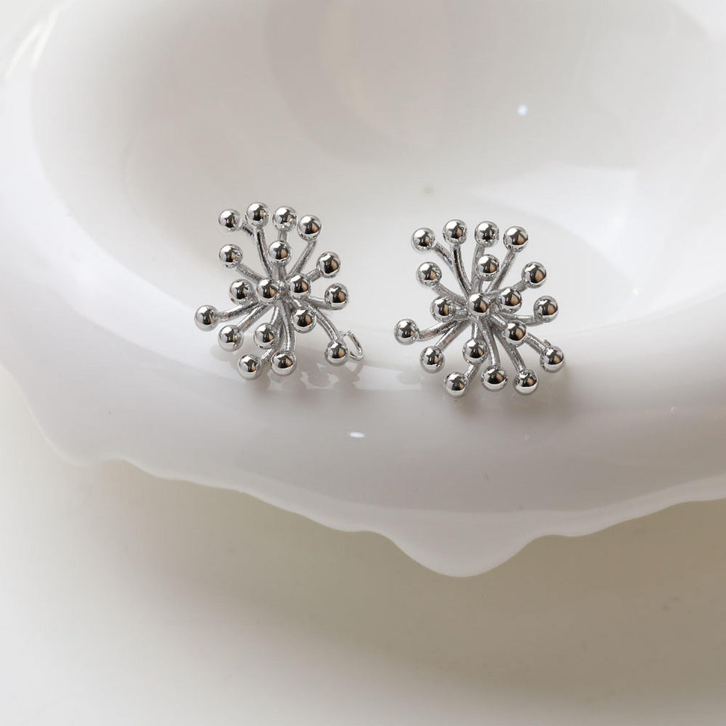 Fireworks Post with Loop, S925 Silver Ear Pin Nickel Free Earring, Gold/Silver Ear Stud, Hypoallergenic Earring Finding GZ745