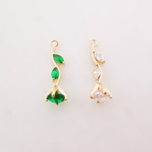 Load image into Gallery viewer, 2PCS CZ Pave Flower Charm, Cubic Zircon Crystal Leaf Pendant, Bracelet Necklace Pendant, Gold Plated Charm, Jewelry Findings B026