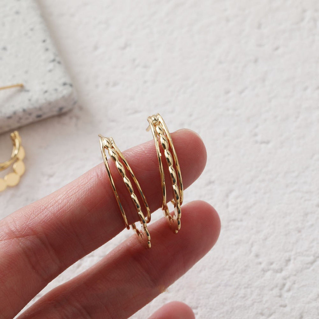 C Shape Design Sense Moon Earrings Post, 14K Gold, S925 Silver Ear Pin Nickel Free Earrings, Ear Stud Hypoallergenic Earring Findings BB109