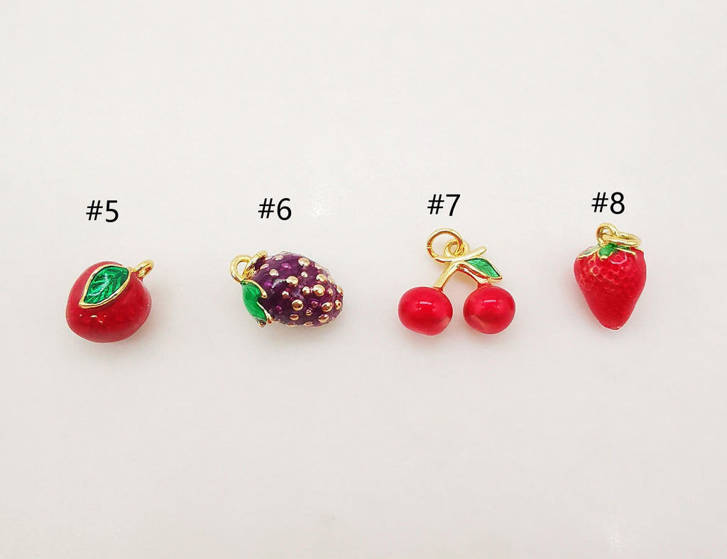 Colgantes de esmalte 3D de frutas, fresa, manzana y durian, chapados en oro de 18 quilates, para pulseras, collares y accesorios de joyería S2001