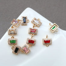 Load image into Gallery viewer, 10pcs CZ Pave Connector, Cubic Zircon Crystal Pendant, Bracelet Necklace Pendant, 14K Real Gold Plated, Jewelry Findings HL099-F096