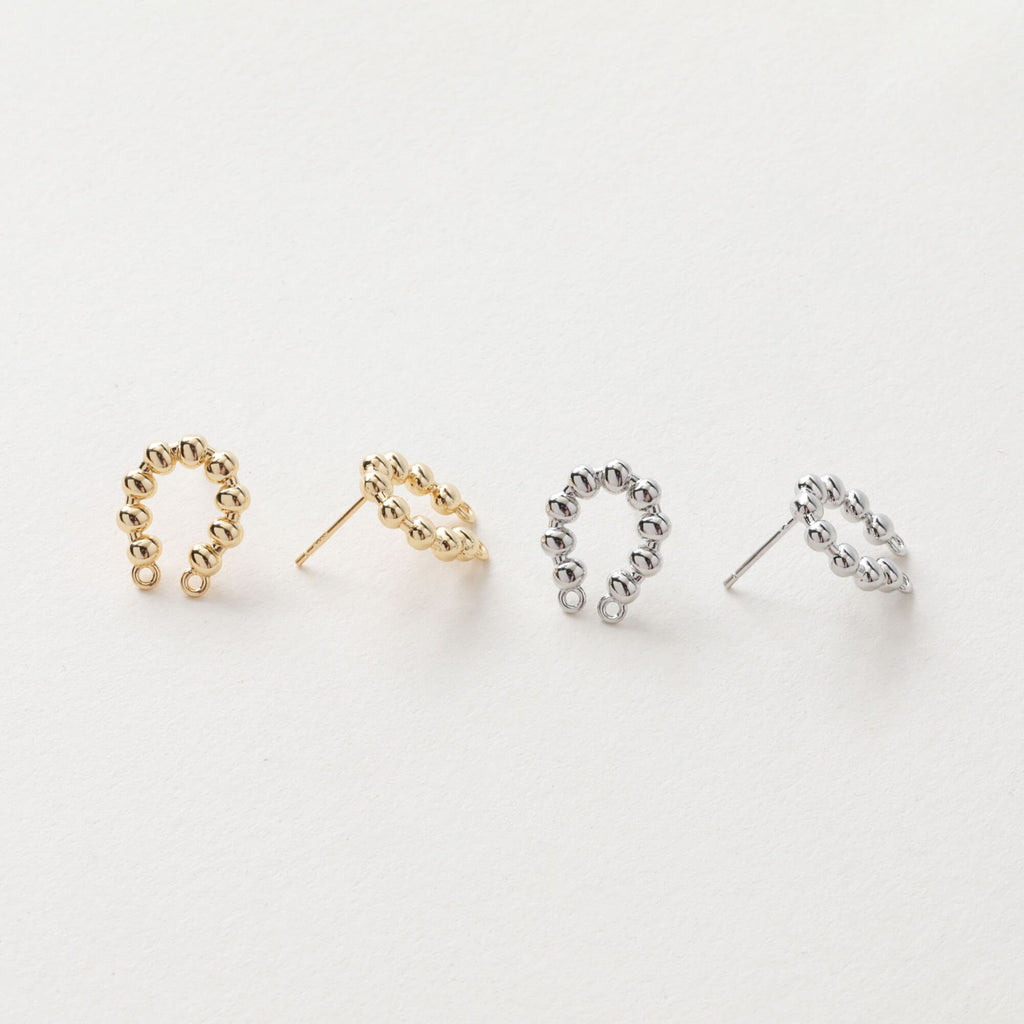 14K Gold  U Shape Earring Post With 2 Loops, Arch Ear Studs, S925 Silver Ear Pin Nickel Free Earrings, Hypoallergenic Earring Findings BB099