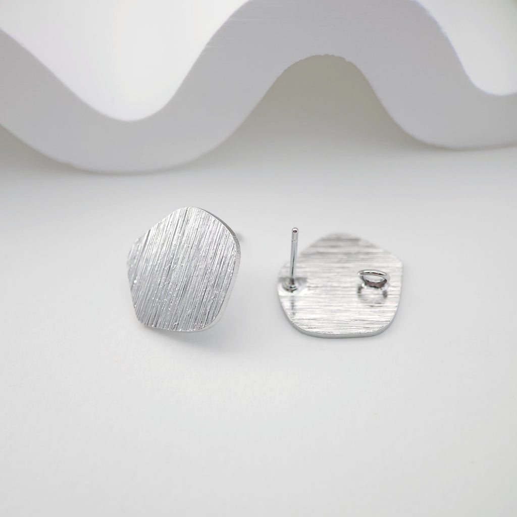 Abstract Geometry Gold Earring Post With Loop, Brushed Finish, Nickel Free Earrings, Hypoallergenic Earring Findings ZX184