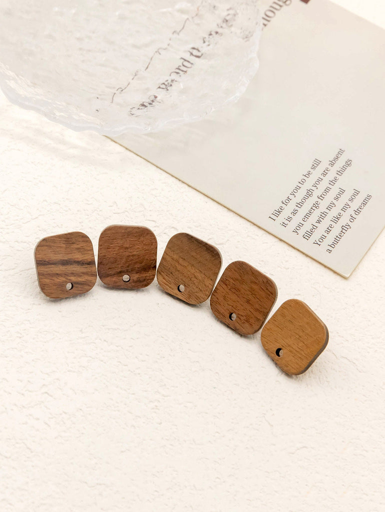 أقراط خشبية مكونة من 4 قطع، أقراط خشبية مربعة للنساء، مصنوعة من خشب الجوز المعاد تدويره، خالية من النيكل، أقراط هندسية مميزة، رقم المنتج JT922