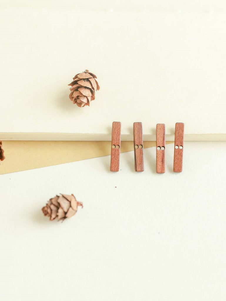 10PCS Long Rectangular Wooden Bar, 2 holes, Geometric Wooden Pendant, Necklace Making Findings JT033