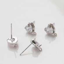 Load image into Gallery viewer, Gold love heart CZ Earring Post,  14K Gold Nickel Free Earrings, S925 Silver Ear Pins, 10mm, Heart Shape Ear Stud with Loop JG066