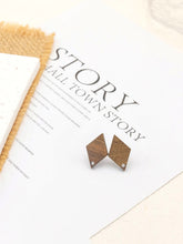 Load image into Gallery viewer, 4PCS Wood Earrings, Rhombus Wooden Earrings for women, Reclaimed Walnut Wood, Nickel Free, Boho Wood Earring Finding JT928