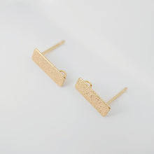 Load image into Gallery viewer, Frosted Rectangular Earrings Post, 18K Gold, Free Earrings, Ear Stud with Loop, Jewelry Earring Findings ZX190