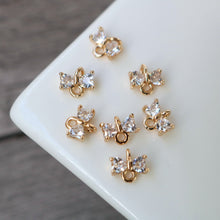 Load image into Gallery viewer, 10pcs Tiny Bow Connector, 14k Gold CZ Pave Pendant, Bracelet Necklace Pendant, Real Gold Plated, Jewelry Findings HL105-F103