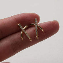 Load image into Gallery viewer, Cubic Crossover Post with Loop, S925 Silver Ear Pin Nickel Free Earring, Gold/Silver Cross Ear Stud, Hypoallergenic Earring Finding GT023