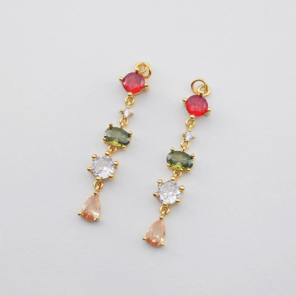 Elongated Cubic Tennis Charm, Link CZ Pendant, 18K Gold Plated Pendant, Earring Making Charm, Jewelry Findings S1163