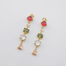 Load image into Gallery viewer, Elongated Cubic Tennis Charm, Link CZ Pendant, 18K Gold Plated Pendant, Earring Making Charm, Jewelry Findings S1163