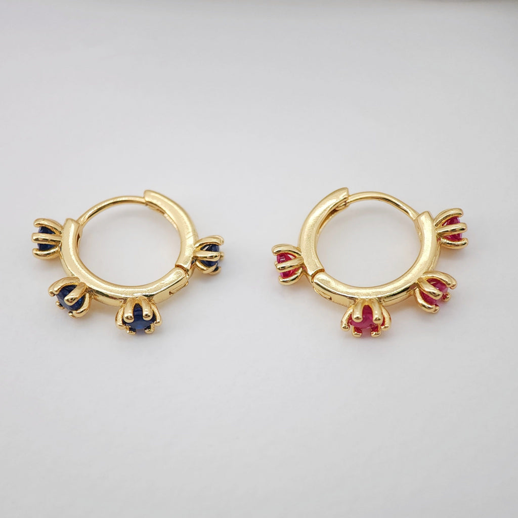 Flower Cubic Ear Hoops Pave Crystal , 16mm, 18K Gold Plated Leverback Earrings, Huggie Hoops Earring S20264