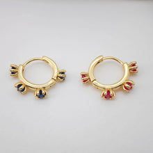 Load image into Gallery viewer, Flower Cubic Ear Hoops Pave Crystal , 16mm, 18K Gold Plated Leverback Earrings, Huggie Hoops Earring S20264