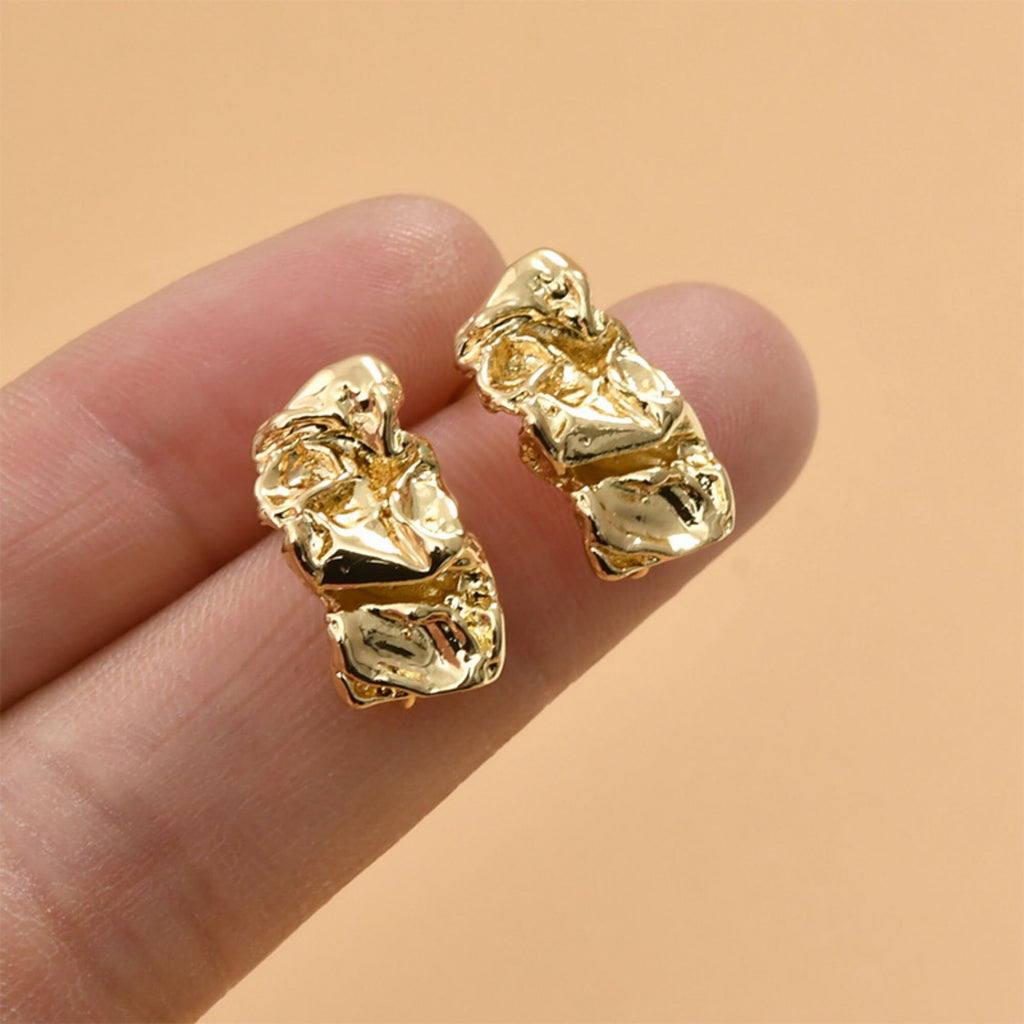 Pendientes de plata de ley 925 con pasador irregular y aro, sin níquel, de oro y plata, hipoalergénicos LL220