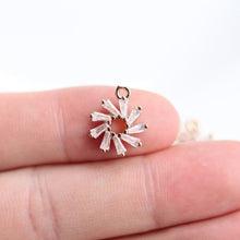 Load image into Gallery viewer, Tiny Turkish Blue Cubic Pave Round Charm with loops, 14K Gold Plated CZ Pave Pendant, Necklace Bracelet Connector Charm NY064-F070