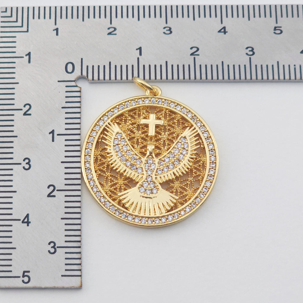 The Eagle Charms, 18K Gold Plated Cubic Micro Pave Eagle Pendant, 17.5*18mm, Necklace Making Charms, Jewelry Findings S1153