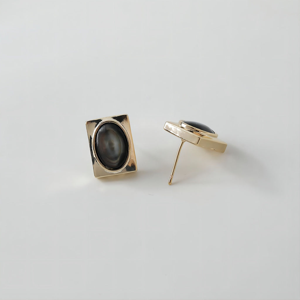 Rectangular Shell Ear Post With Loop, S925 Silver Ear Pin Nickel Free, Gold/Silver Ear Stud, Hypoallergenic Earring Findings GS002