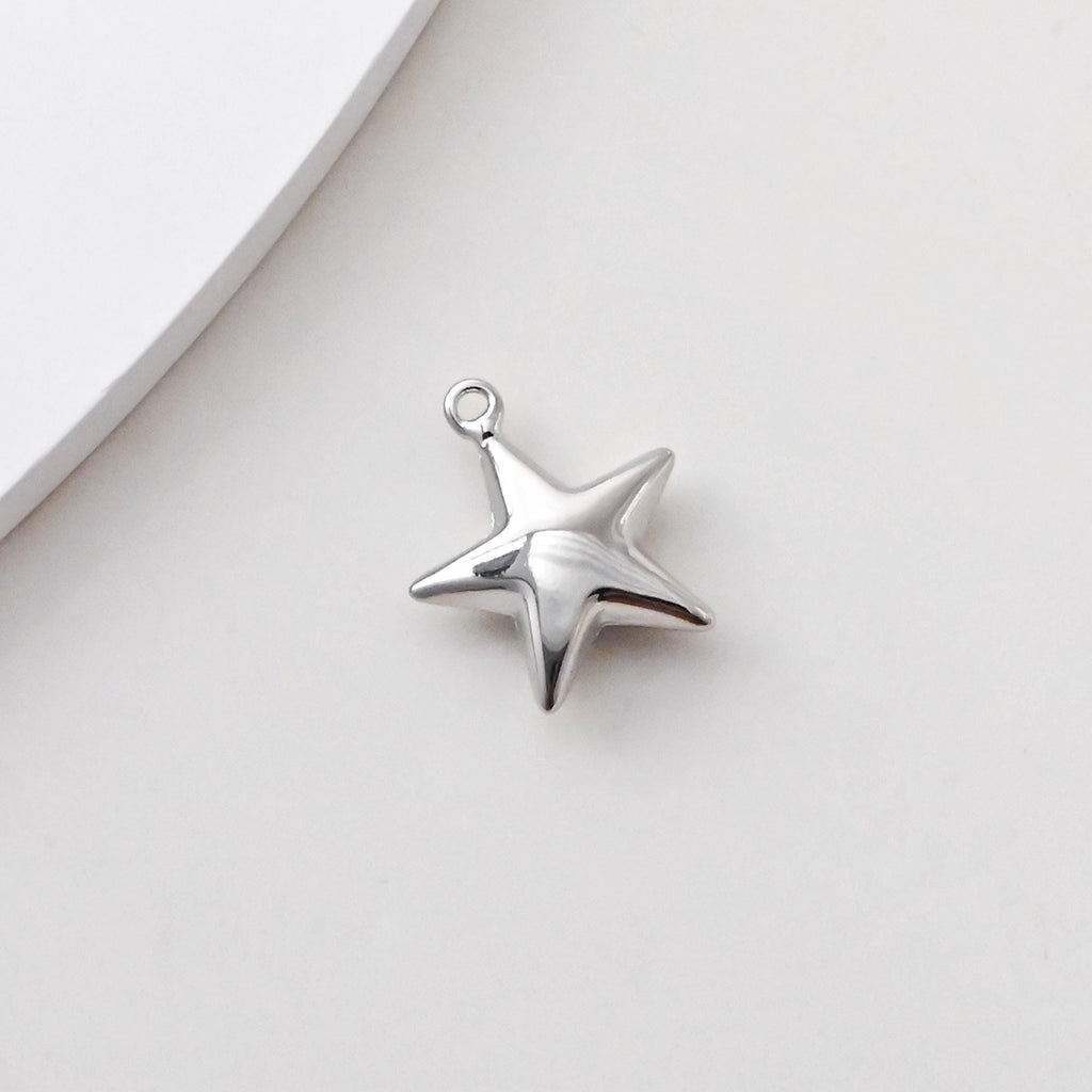 3D Star Charms, Heart Charms, Pentagram Pendant, 18K Gold/Silver Plated, Necklace And Earring Making Charms, Jewelry Findings S1385