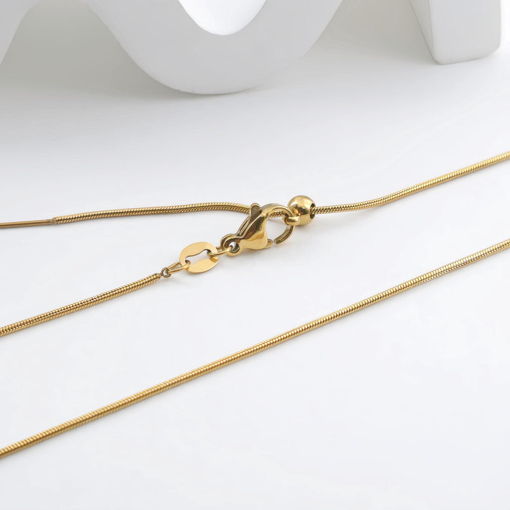 14K Snake Finished Necklace Chain, Adjustable Necklace, 316L Stainless Steel, Snake Chain, Ready to Wear, 45cm/18 inch, JR001