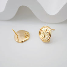 Load image into Gallery viewer, 4pcs Four Leaf Clover Stud Earrings, Gold Round Earring Post With Loop, S925 Silver Pin Nickel Free, Hypoallergenic Earring Findings ZX073