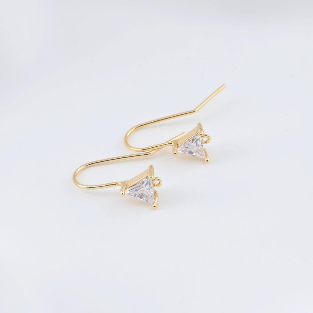Alambres para pendientes chapados en oro de 18 quilates, ganchos triangulares con pavé cúbico, sin níquel, ganchos de pez, alambres para joyería ZX310