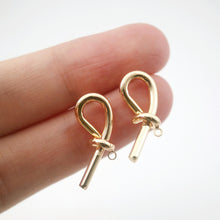 Load image into Gallery viewer, 10pcs Gold Knot Earring Post With Loop, S925 Silver Ear Pin Nickel Free Earrings, Ear Stud Loop, Hypoallergenic Earring Findings ZX071