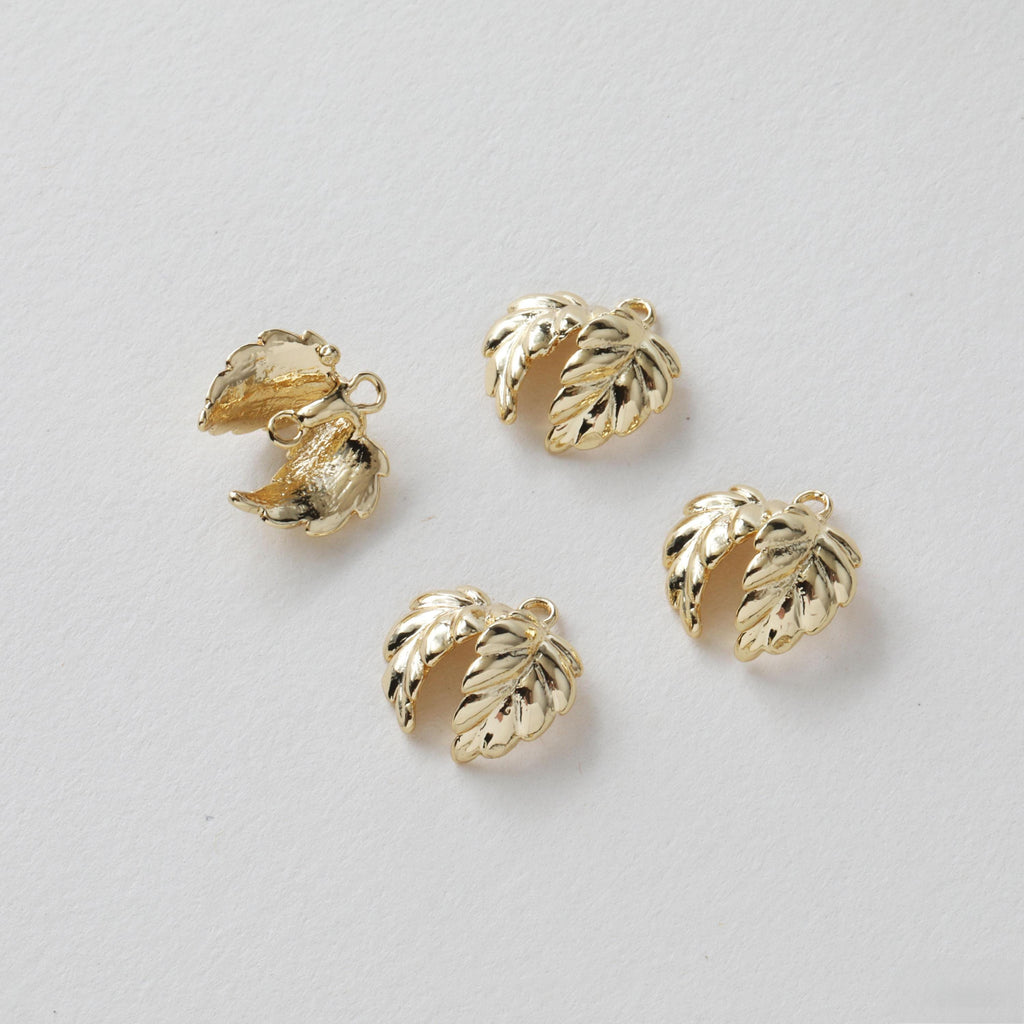 Gold Leaf Charms, 14K Gold/Silver Plated, Leaves Pendant, Earring Making Pendant GZ624