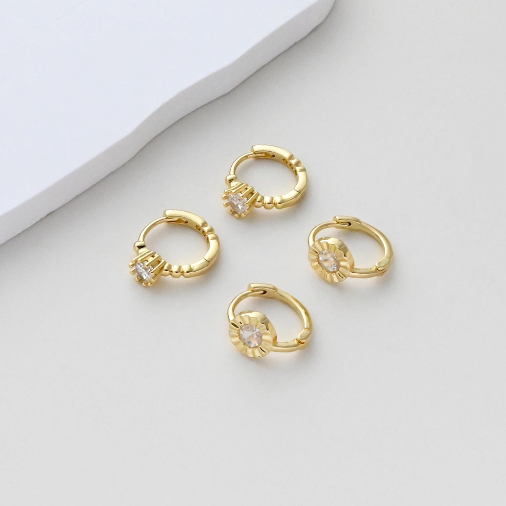 CZ Pave Earring Hoop, Gold Plated Huggie Hoop Earring, Leverback Earring, DIY Earring  Findings, Handmade Earring Supplies D0508-D0523