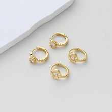 Load image into Gallery viewer, CZ Pave Earring Hoop, Gold Plated Huggie Hoop Earring, Leverback Earring, DIY Earring  Findings, Handmade Earring Supplies D0508-D0523